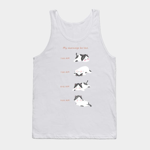 Lazy Cat Morning Routine Tank Top by JileeArt